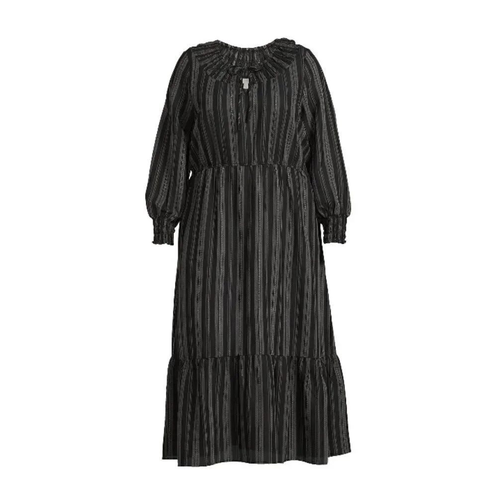 Women's Plus Peasant Tiered Long Sleeve Maxi Dress, Size 2X